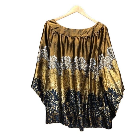 Sara Michelle 3X (XXXL) Silky Bronze and Brown Blouse - Picture 2 of 5